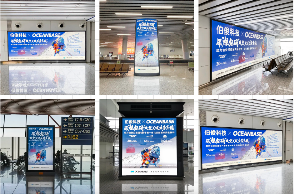 伯俊聯(lián)合OceanBase霸屏全國主流機(jī)場廣告，綻放品牌魅力！
